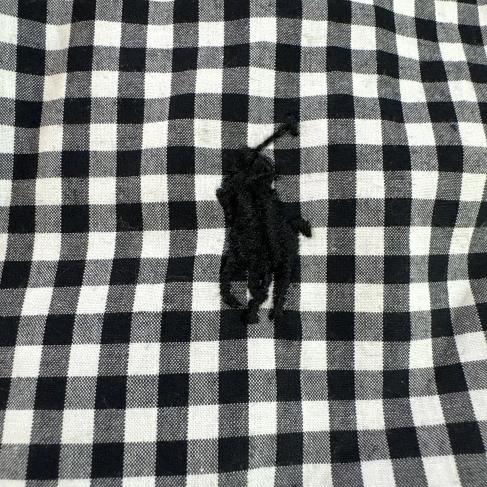 Ralph Lauren Sz XL Black White Gingham Plaid‎ Long Sleeve Button Down Shirt Pony